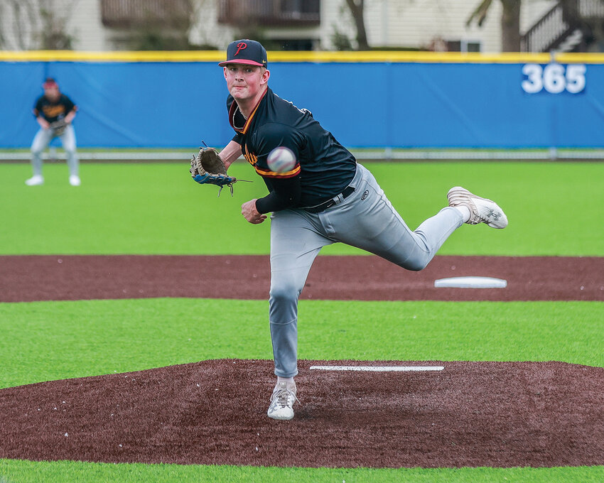 Prairie&rsquo;s Nate Merritt started on the mound for the Falcons&rsquo; 10-9 win over the Mountain View Thunder on Thursday, March 28.