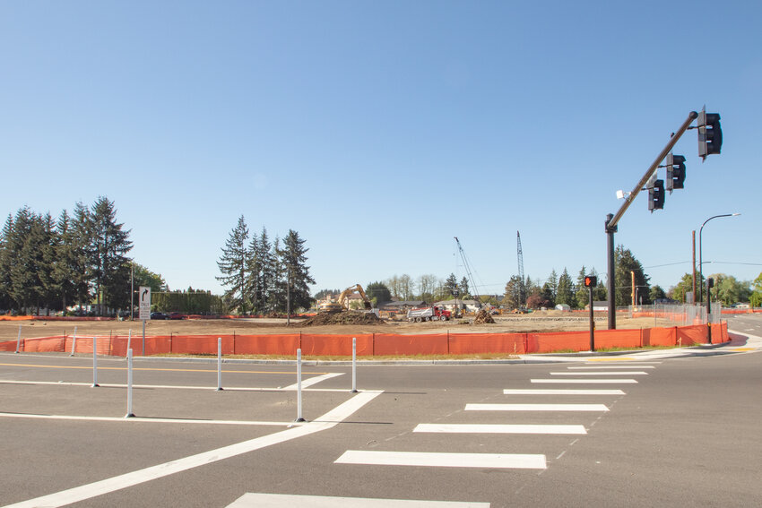 The Port of Centralia's new shopping center development Centralia Station, where construction of the new WinCo Foods is currently ongoing, is seen from the intersection of Art Lehmann Drive and Yew Street on Thursday, May 9.