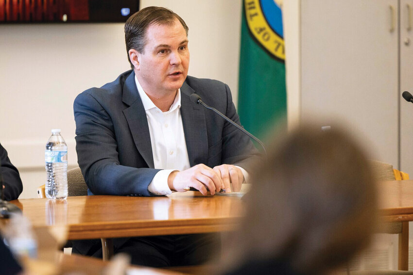 Sen. John Braun in Olympia from the Capitol on Friday, Feb. 15, 2024.