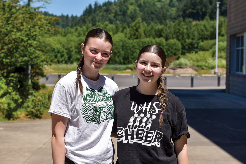 Woodland High School varsity dance team students Natalie Oster (left) and Panda Terry look forward to visiting Florida in February. The school&rsquo;s 14 members will compete in the Dance Team Union national summit in Orlando against 160 other teams.