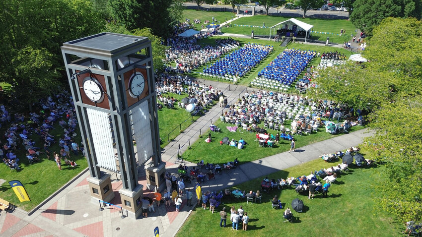 The graduation ceremony for the Centralia College class of 2024 is pictured from above on Friday, June 21, 2024.