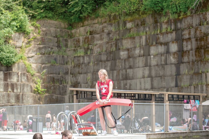 Families cool off at the newly reopened Tenino Quarry Pool during Tenino Family Fun Day held at Tenino City Park on Saturday, June 22, 2024.