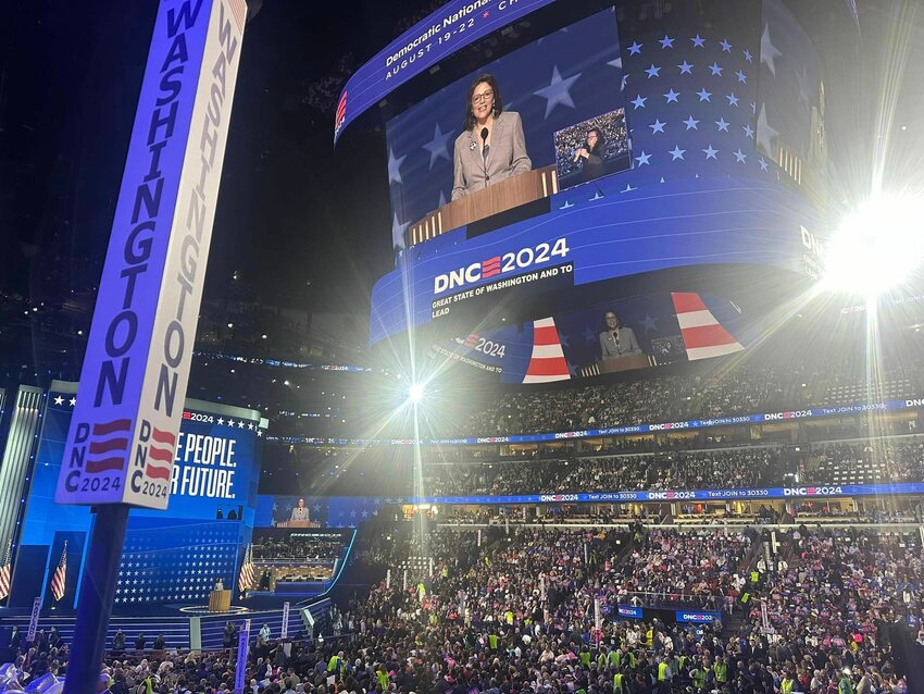 Washington Rep. Suzan DelBene speaks during the Democratic National Convention on Wednesday, Aug. 21, in this photo posted to DelBene's campaign Facebook page.