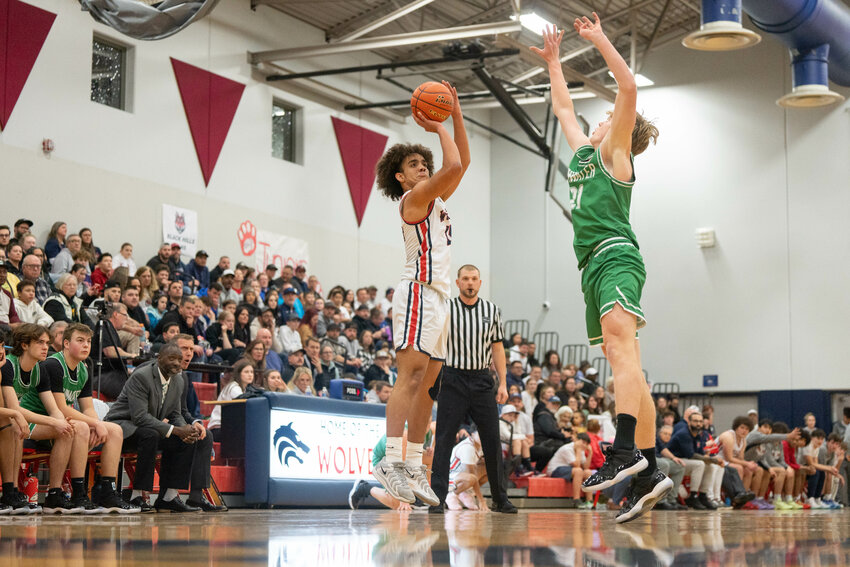 Black Hills' James Morgan takes a shot during a game versus Tumwater on Wednesday, Jan 15.