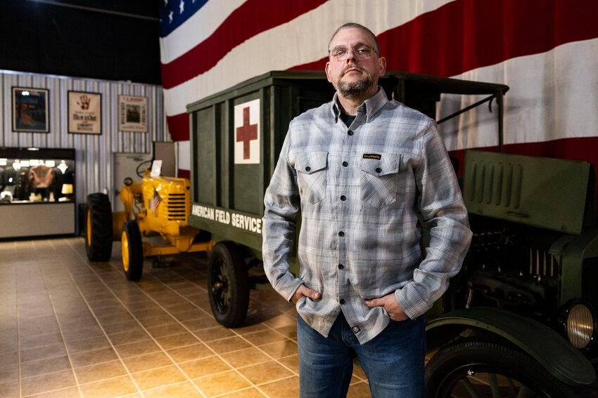 The Chronicle&rsquo;s 2024 Person of the Year, Veterans Memorial Museum Executive Director Chip Duncan, poses for a photo at the Veterans Memorial Museum in Chehalis on Wednesday, Jan. 29.
