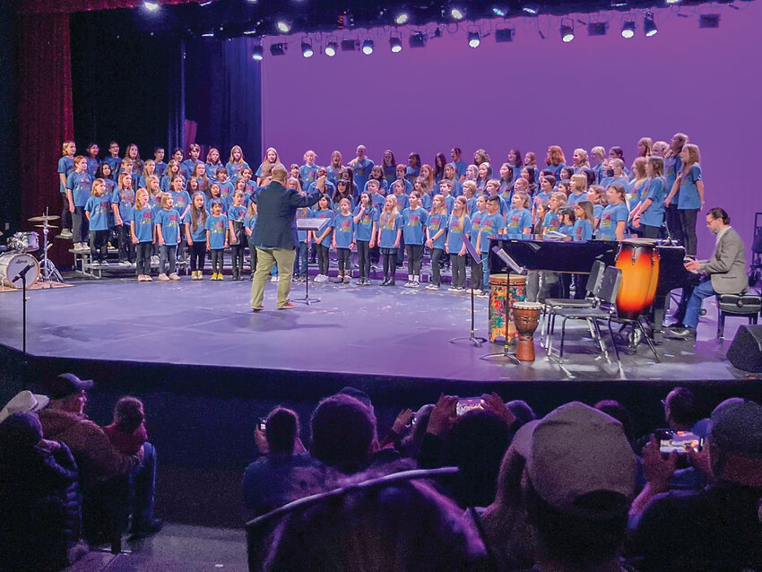 Students in the Lower Columbia River Music Educators Association Youth Choir perform for an audience at Evergreen High School on Jan. 18.