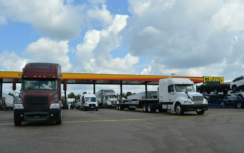Trucks at a Love's travel center.