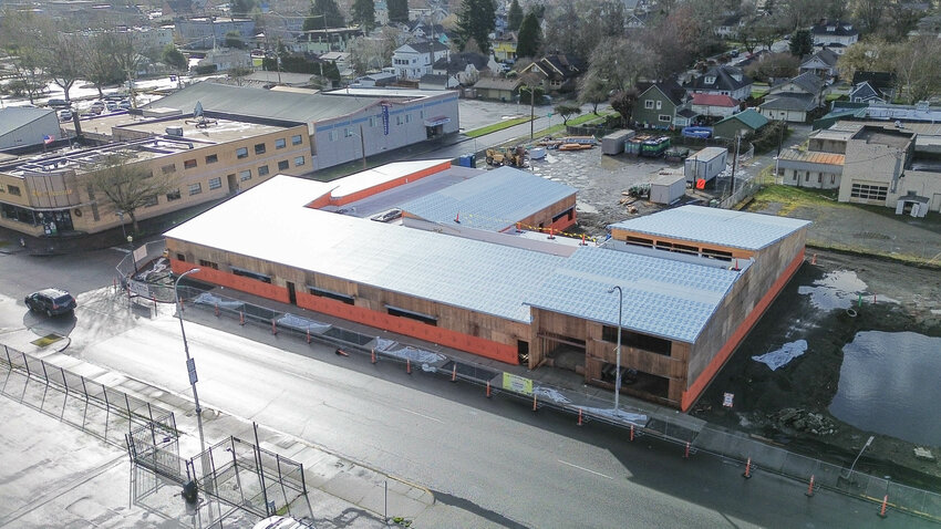 Construction on the new United Learning Center building in Centralia is pictured from above on Monday, Feb. 24.