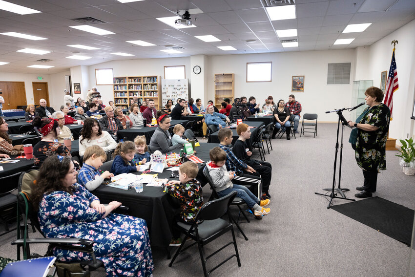 Julie McDonald speaks during a remembrance ceremony for Doris Bier, Lewis County&rsquo;s last Rosie the Riveter, at the Veterans Memorial Museum in Chehalis on Saturday, March 1.