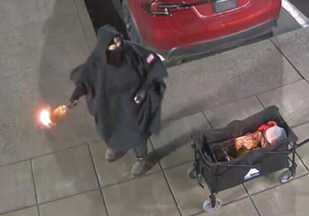 Surveillance footage caught the intruder launching a Molotov cocktail at the showroom of the Tesla Center dealership in Salem in January, according to federal prosecutors.