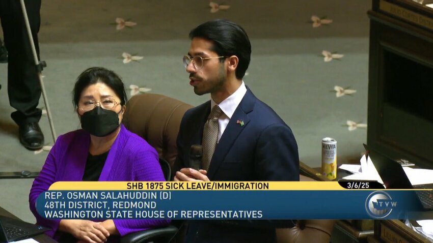 Rep. Osman Salahuddin, D-Redmond, said over 43% of his constituents are immigrants. He proposed House Bill 1875 so they wouldn't have to choose between a paycheck or their family's future.