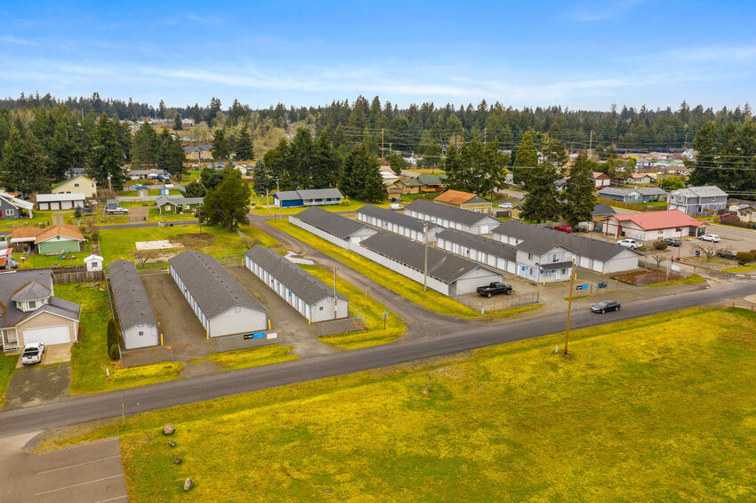Aerial view of Storwell Storage in Rainier.