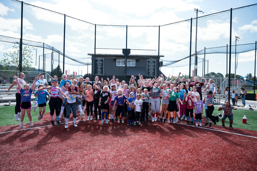 The Yard PNW summer campers jump for a photo at the Recreation Park in Chehalis in 2024.