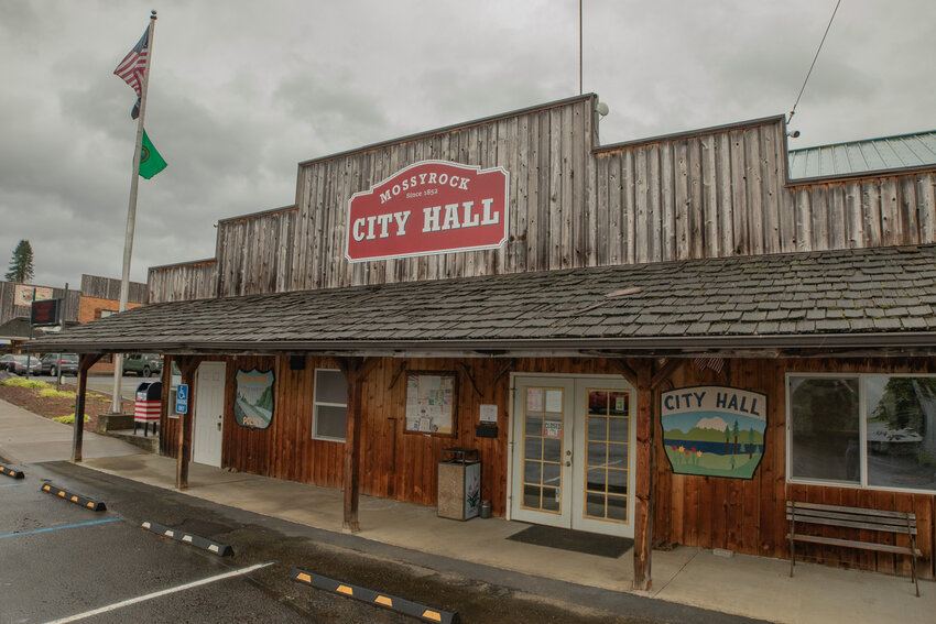 Mossyrock City Hall stands under overcast skies on Tuesday, April 8, at 231 E. State St. in the East Lewis County community.