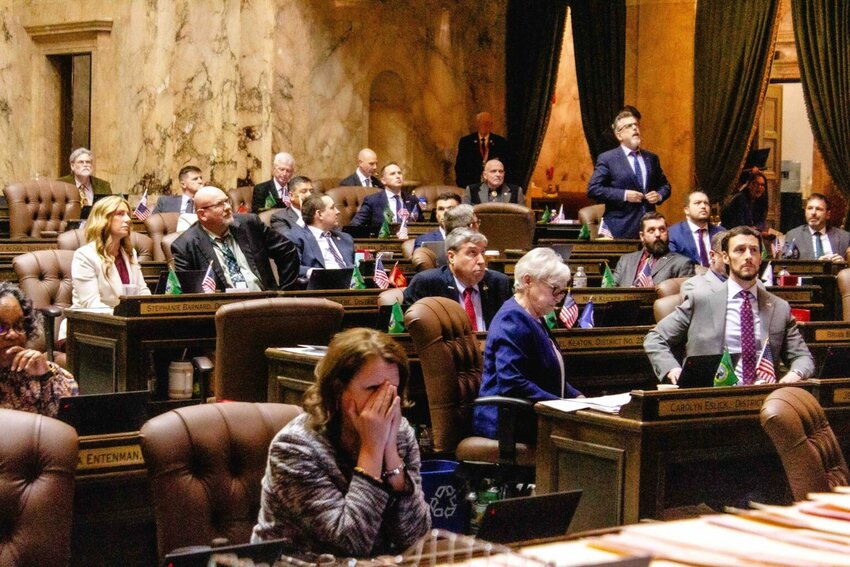 Tense floor debate in the House on Monday, April 14, 2025 about Senate Bill 5181, the bill regarding parental rights. (Photo by Jacquelyn Jimenez Romero/Washington State Standard)