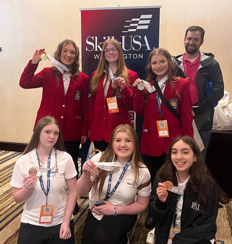Courtesy photos  Lyla Kirkpatrick received a gold in Prepared Speaking and Madelyn Stroup received gold in Job Skills Demonstration. Other students medaling included Briley Fay with a silver medal in Job Skills Demonstration and the Middle School Engineering Team placing bronze.