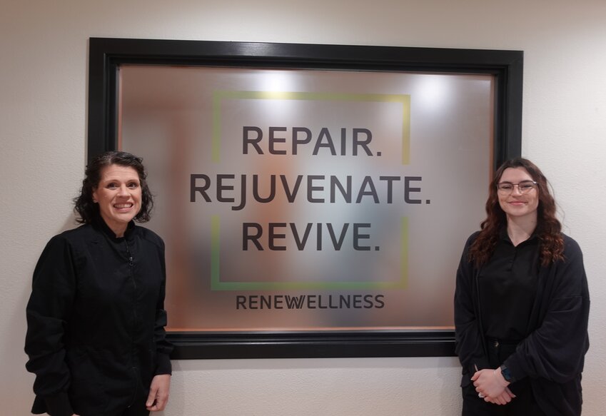 Maria Stockdale, manager and wellness coach, and Dr. Charlee Meridth pose for a photo at Renew Wellness in Centralia.