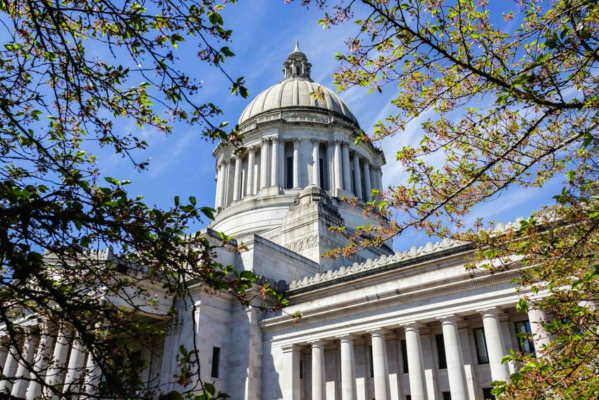 The Washington state Capitol on April 18, 2025. (Photo by Jacquelyn Jimenez Romero/Washington State Standard)