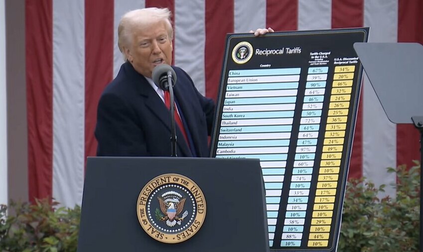 President Donald Trump signed a wave of reciprocal tariffs into place alongside a 10% baseline tariff that goes into effect at midnight on Wednesday, April 2, 2025.