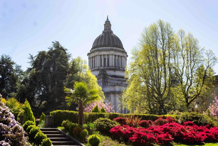The Washington state Capitol on April 18, 2025. (Photo by Jacquelyn Jimenez Romero/Washington State Standard)