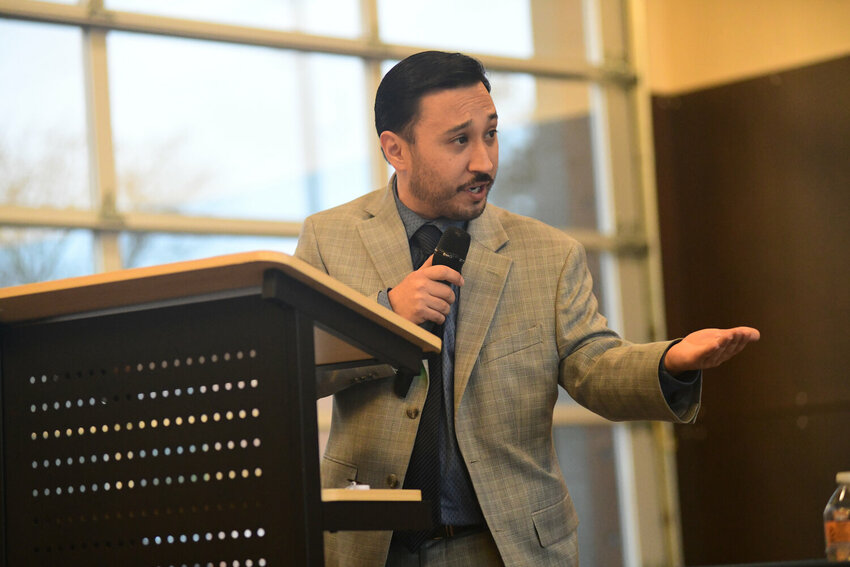Yelm's Mayor Joe DePinto spoke about upcoming projects during Yelm's Town Hall event on Thursday,, March 20 at Yelm Community Center.
