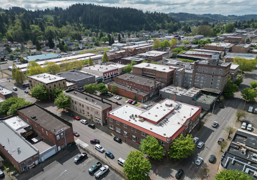 Downtown Centralia is pictured from above in Centralia on Wednesday, April 30.