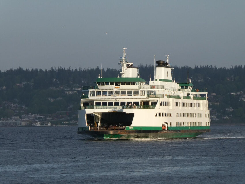 Washington State Ferries said it would deploy its new electric ferries first on the Mukilteo-Clinton run. The short route is currently served by diesel ferries like the Tokitae, seen here approaching Whidbey Island.
