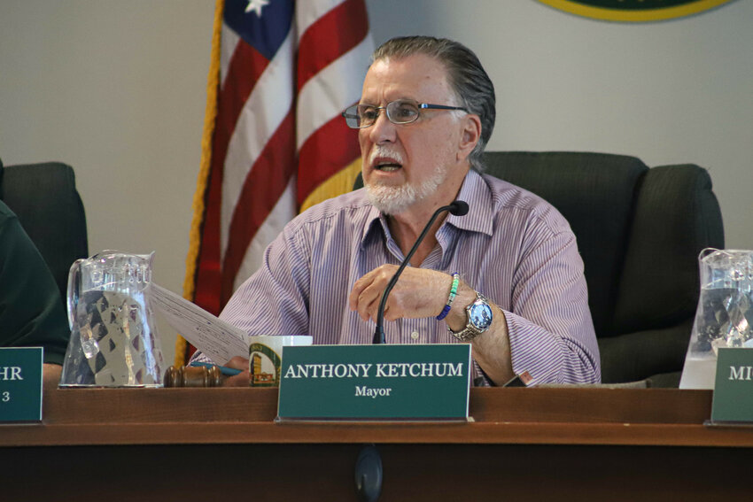 Chehalis Mayor Tony Ketchum provides his thoughts on the Safe Parking Program held by St. Timothy Episcopal Church and Hope Housing Collaborative during a Monday, May 12, meeting at Chehalis City Hall.