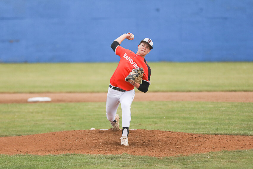 Napavine's Cal Bullock throws a pitch during Napavine's win over PWV in a 2B District 4 Consolation Semifinal in Adna on May16.