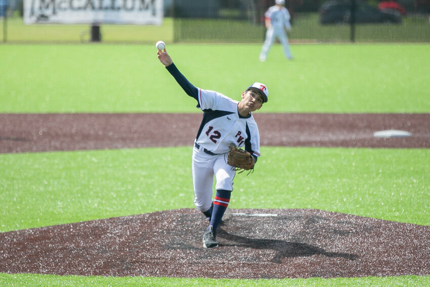 PWV's Mauricio Morales throws a pitch during PWV's loss to Toutle Lake in a winner-to-state game in Chehalis on May 17.