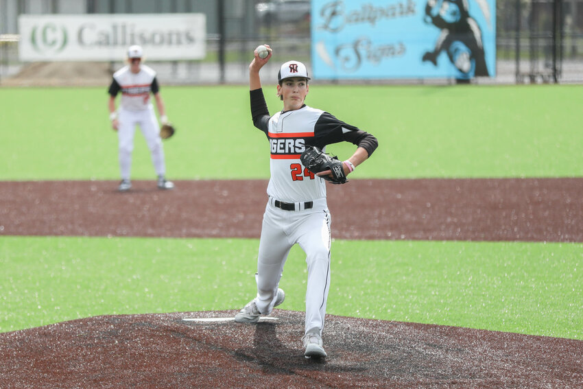 Napavine's Layton Griffith throws a pitch during the 2B District 4 Tournament Third-Place Game in Chehalis on May 17.