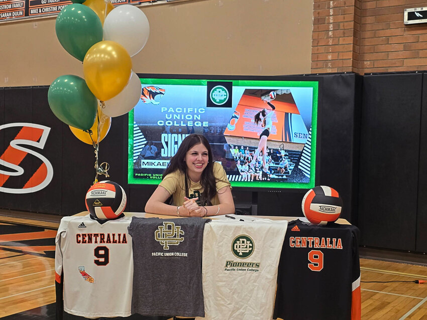 Centralia's Mikaela Marazita poses for a photo at her signing ceremony at Centralia High School. Marazita signed with Pacific Union College to play volleyball.