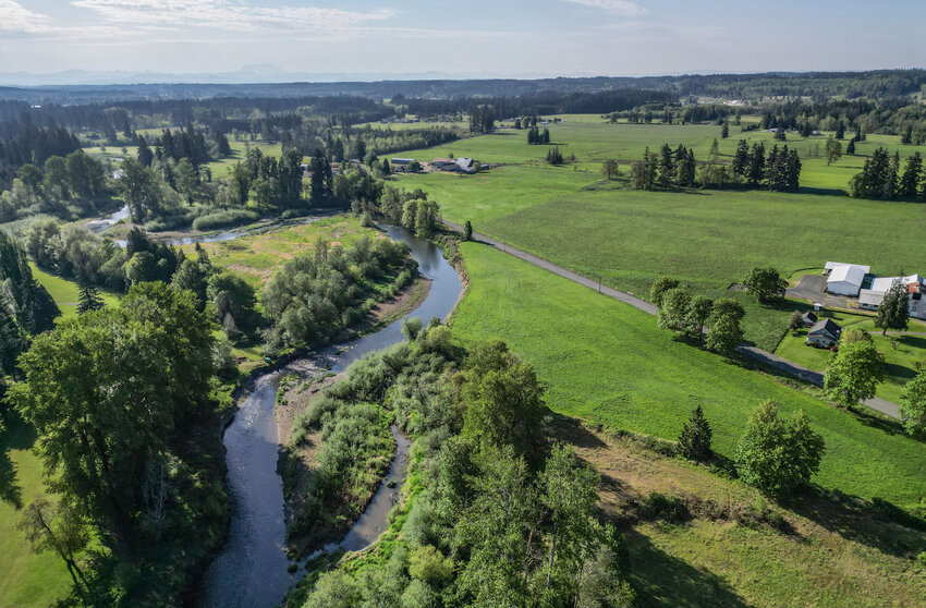 The Newaukum River is pictured from above near Kirkland Road in Chehalis on Friday, May 2.