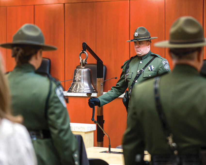 A multi-agency honor guard performed a bell-ringing ceremony honoring officers who died in the line of duty during the 2024 Clark County Law Enforcement Memorial Ceremony.