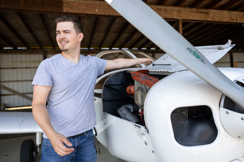 Reid Balmelli, owner of Chehalis Skies Aviation LLC, prepares to take his plane out at the Chehalis-Centralia Airport on Thursday, June 5.