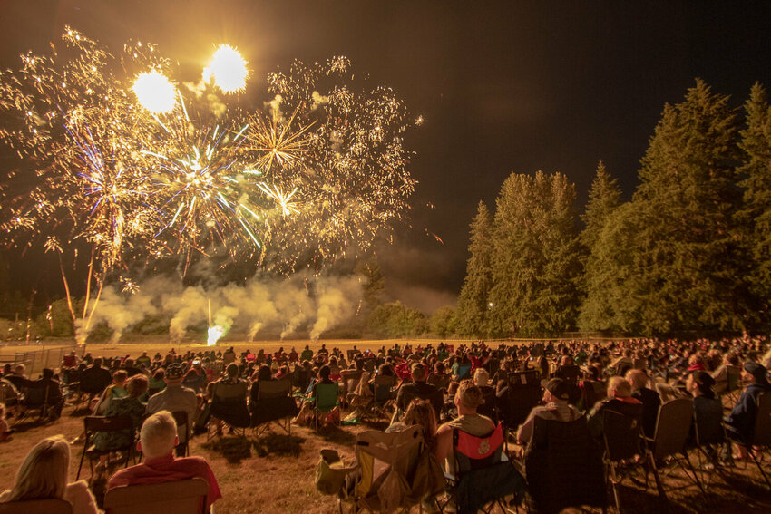 Fireworks from Jake's Fireworks Warehouse in Winlock are set off for Vader's Fourth of July celebration in 2023.
