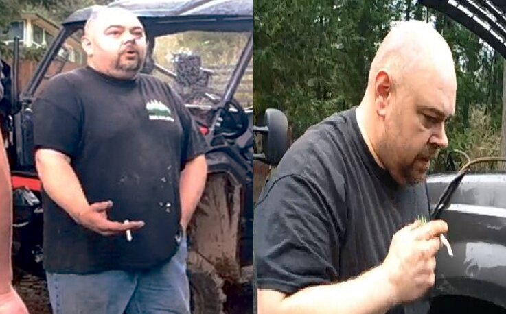 Jonathan Delo, 45, of Winlock, is pictured in these photos provided by the Centralia Police Department.