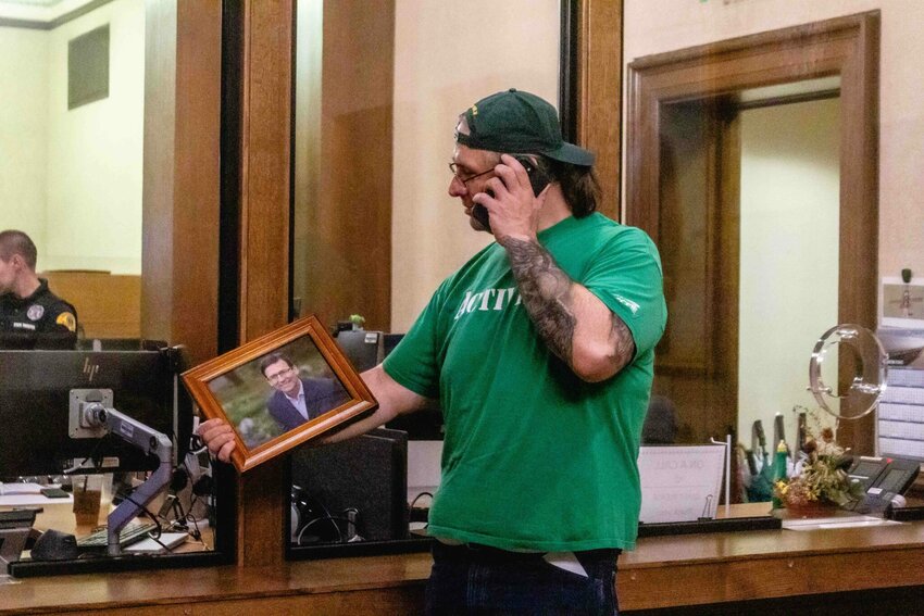 Mike Yestramski, president of the Washington Federation of State Employees, could not get a meeting with Gov. Bob Ferguson so he "called" during a March protest in the governor's office.
