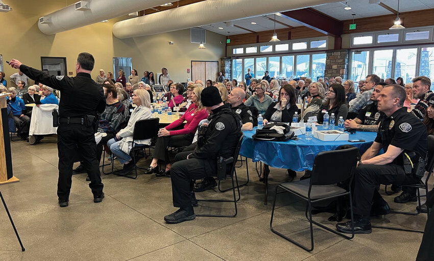 The Battle Ground Police Department educates senior citizens on important topics at a Battle Ground Senior Citizens Inc. monthly luncheon.