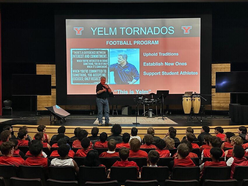 Yelm High School&rsquo;s newly hired football coach Rex Norris introduced himself to YHS athletes on Monday, June 16.