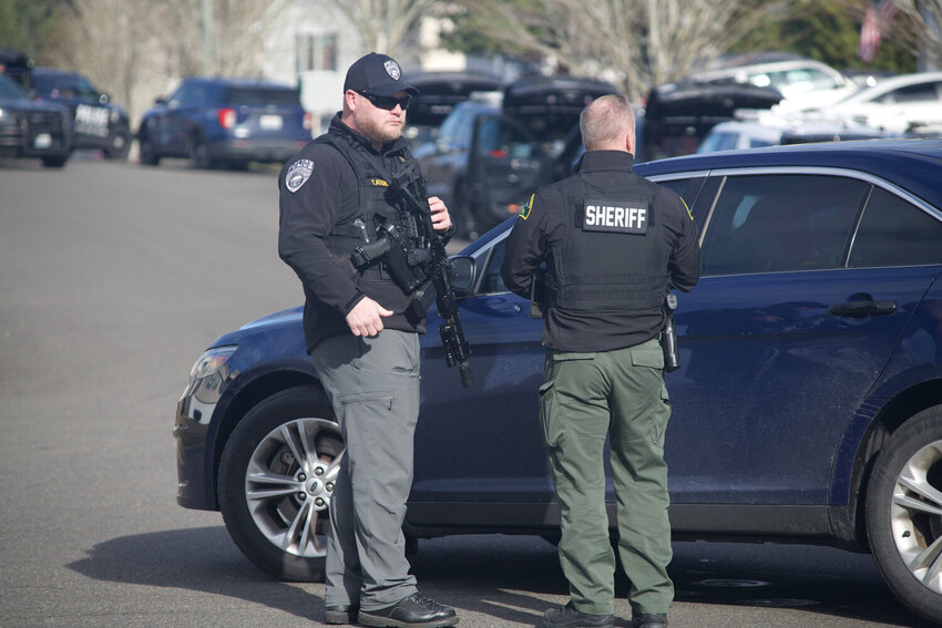 Yelm Police Department, Thurston County SWAT and it's mobile command unit responded to a domestic violence incident near Terra Glenn St SE in Yelm when a suspect was potentially armed and barricaded inside of a residence on Tuesday, Feb. 4.