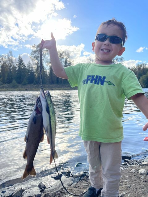 Archer Nededog, a 5-year-old boy from Lewis County, holds up fish in this photo provided by his father.