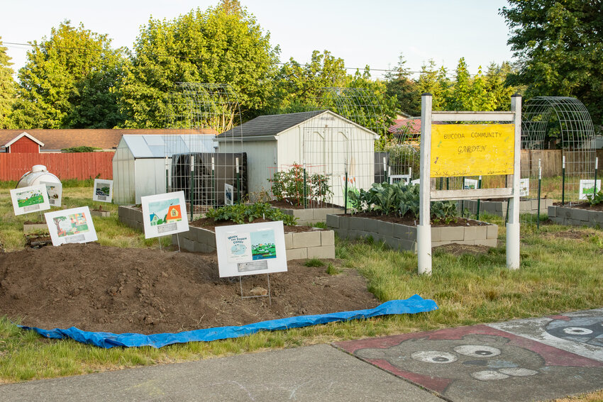 &quot;When the Storm Comes,&quot; a children's book by Linda Ashman and Taeeun Yoo, is featured on a Timberland Regional Library story trail set up at the Bucoda Community Garden next to the Bucoda Community Center on Tuesday, June 10.