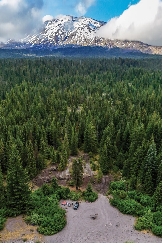 My girlfriend and I set up our camp along U.S. Forest Road 8100 on Friday, June 27, in an open area of volcanic ash located just two miles from the timberline of Mount St. Helens.