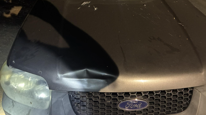 Sheriff Derek Sanders shared a photo of car that deputies believe was used to run over a person during a domestic violence fight on Yelm Highway Southeast on Tuesday, July 8, 2025.