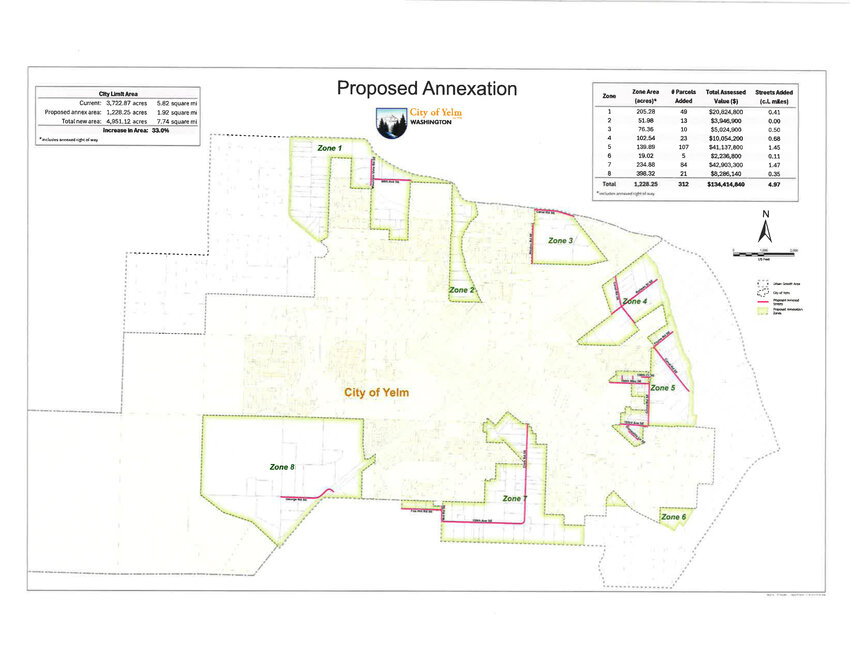 The City of Yelm's proposed annexation plans, from the Yelm City Council agenda packet on July 8.