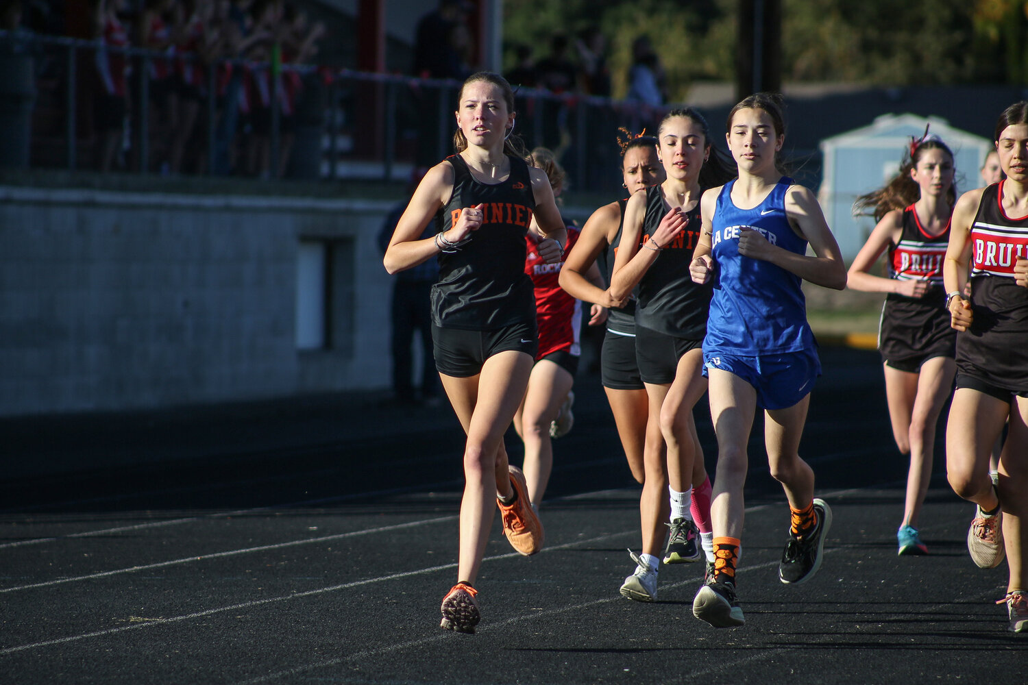 Madison Ingram leads the pack at the start of the league meet at Castle Rock High School on Oct. 16.