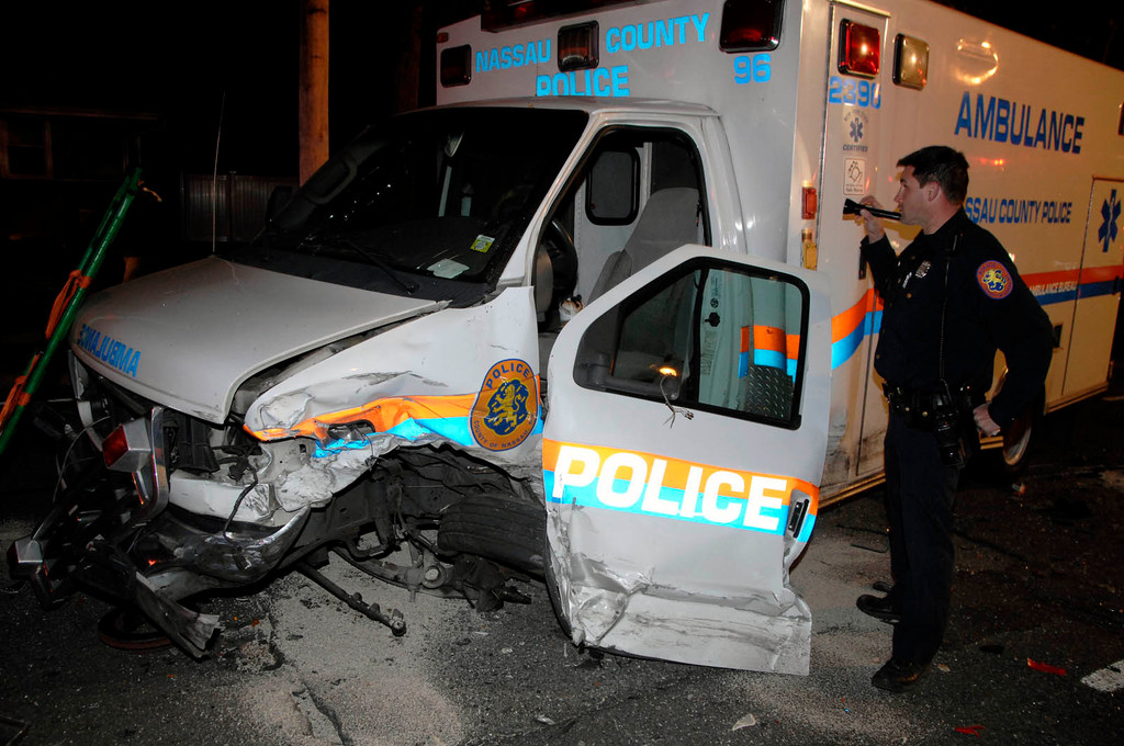 Ambulance, car crash head on in North Valley Stream Herald Community
