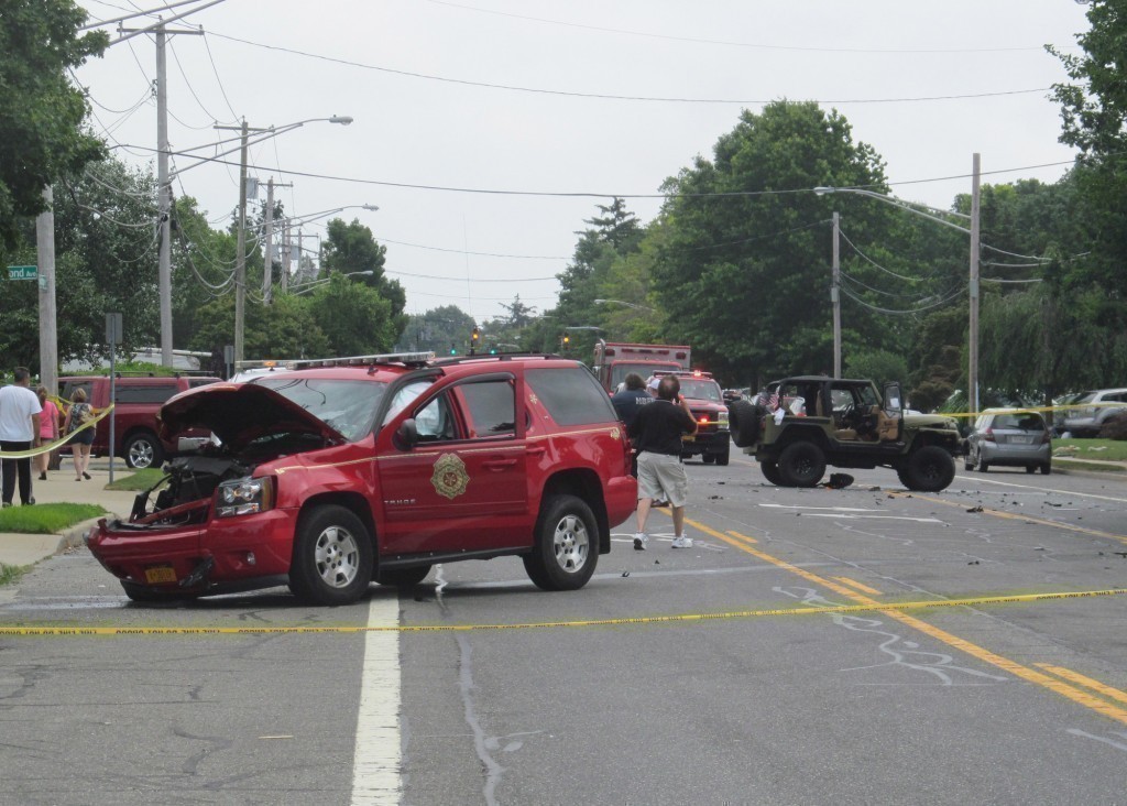 Four North Bellmore firefighters hurt in crash, East Meadow blaze
