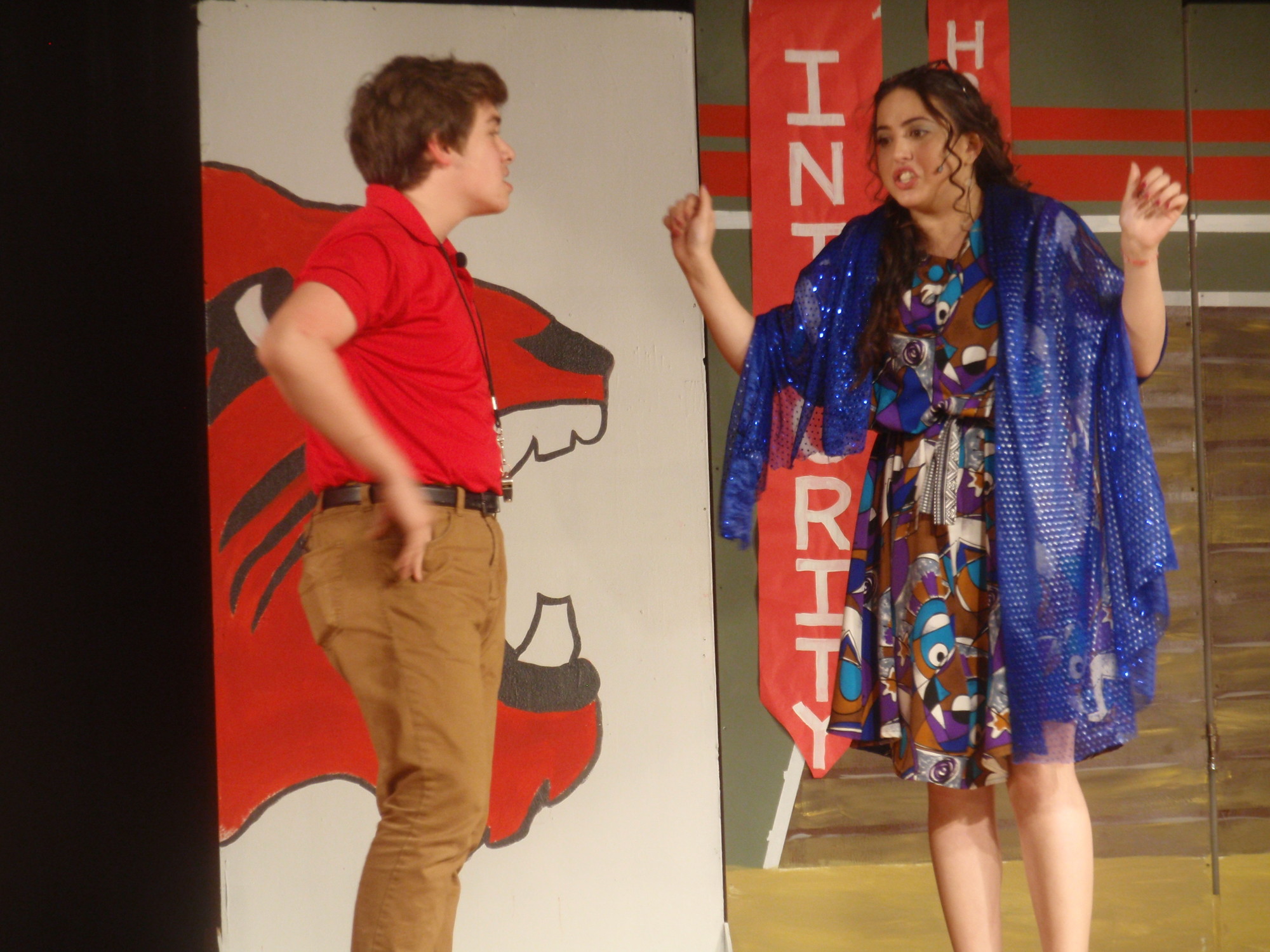 Student thespians Vasilli Boletsis, left, and Alyssa Lombardi performed a scene during North High School’s “High School Musical.”